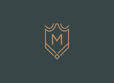 Lüks doğrusal kalkan Monogram harfi M logosu