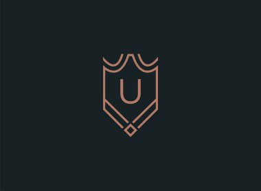 Lüks doğrusal kalkan Monogram harfi U logosu