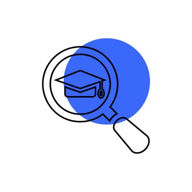 Büyüteç ve mezuniyet kapağı simgesi