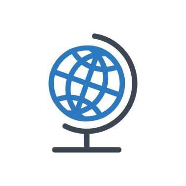 Küre simgesi - küre sembolü - düz stil vektör mavi