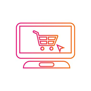 Online alışveriş sepeti simgesi-laptop işareti-Online Shop bulma-vektör