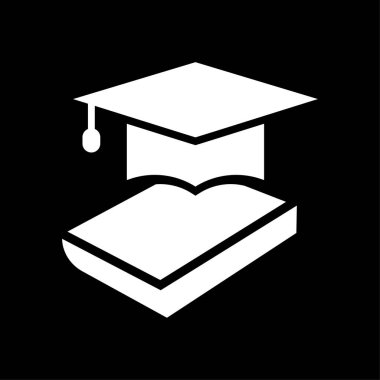 Vektör mezuniyet kapaklı - eğitim simgesi, akademik Üniversitesi hat illüstrasyon - beyaz kitap