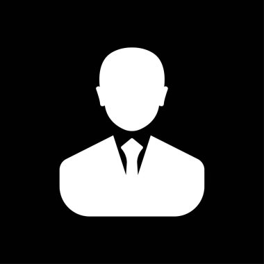 Glif işadamı simgesi, avatar sembolü-siyah arka planda beyaz