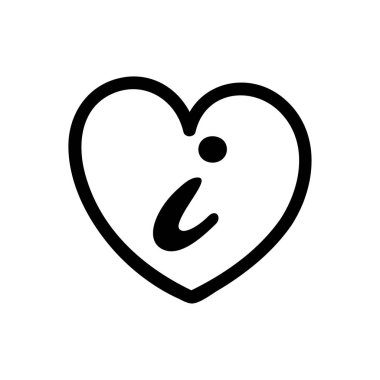 Aşk bilgi işareti simge vektör-siyah