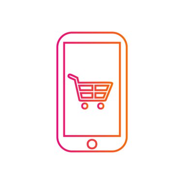 Bir mobil alışveriş sepeti simgesi-vektör