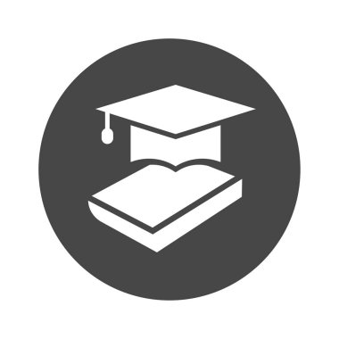 Kitap düz vektör mezuniyet kapaklı tasarım - eğitim simgesi, akademik Üniversitesi hat illüstrasyon