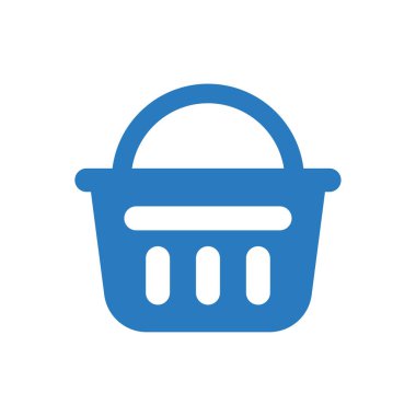 Alışveriş sepeti glif simge vektör mavi