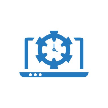 amaç ve saat basit simgesi ile dizüstü bilgisayar, vektör illüstrasyon