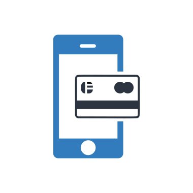 Mavi mobil simge vektör içinde kredi kartı