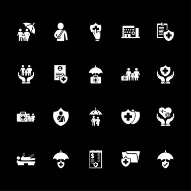 Sağlık sigortası Icons set - beyaz