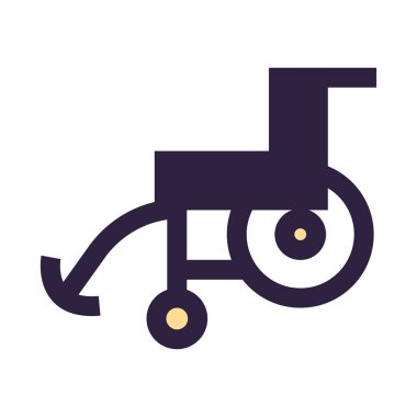 Beyaz arka plan üzerinde - düz stil vektör izole tekerlekli sandalye