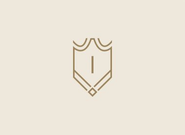 Lüks doğrusal kalkan Monogram mektup ı logosu