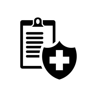 Sağlık sigortası formu - vektör çizimi belge siyah