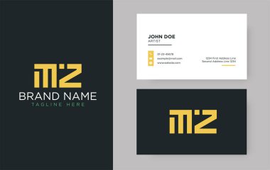 Zarif bir kurumsal kimlik şablonu ile Premium Letter MZ logosu