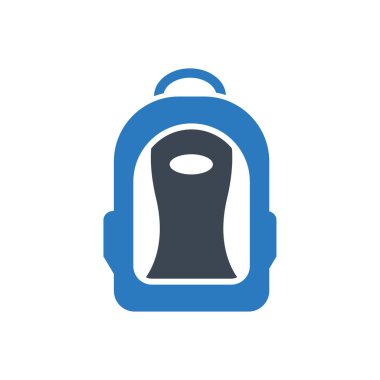 Okul çantası simgesini - sırt çantası simge vektör mavi