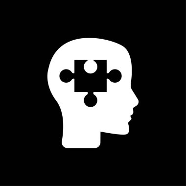 Puzzle Piece siluet Head-psikoloji kavramı-beyaz