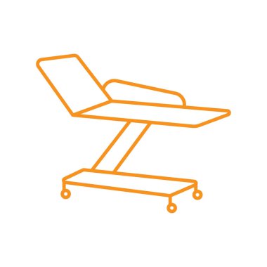 İnce hat hastane yatak simgesi-Medikal yatak vektör turuncu