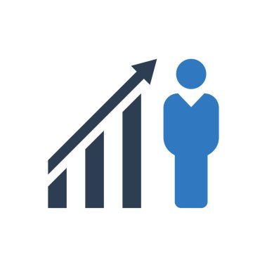 İşadamı finansal büyüme simgesi mavi