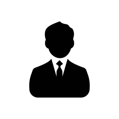 Glif işadamı simgesi, avatar sembolü-siyah