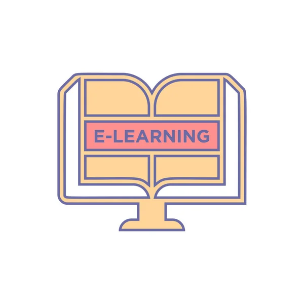 Εικονίδιο διάνυσμα ηλεκτρονικής μάθησης-διαδικτυακή εκπαίδευση — Διανυσματικό Αρχείο