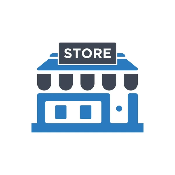 Estilo de glifo ícone de loja - vetor de ícone de compras azul —  Vetores de Stock