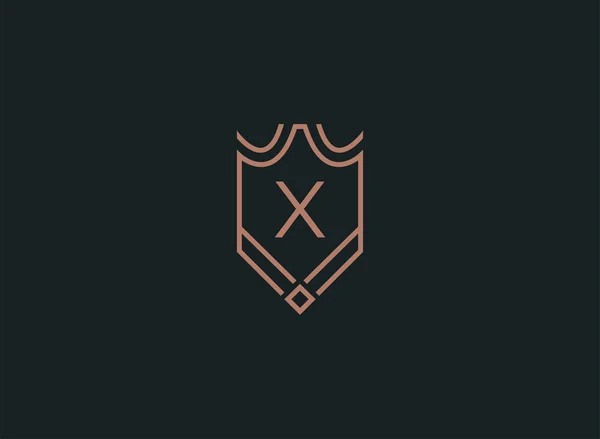 Розкішний Лінійний Щит Монограма Літери Логотип — стоковий вектор