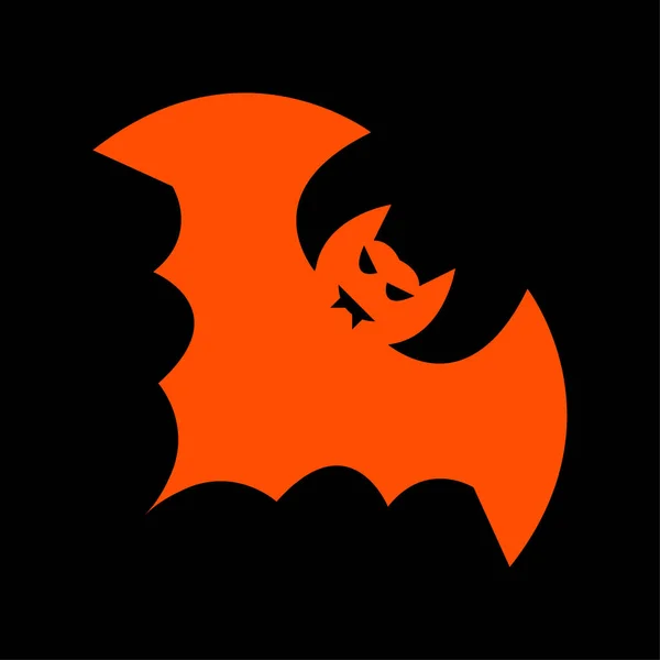 Fledermaus Symbol Halloween Vektorabbildung Orange Auf Schwarzem Hintergrund — Stockvektor