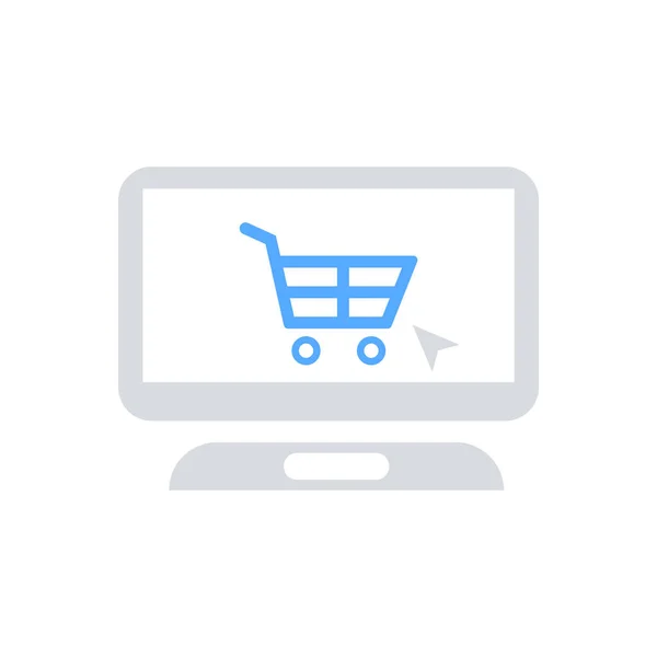 Online Winkelwagentje Icon Laptop Sign Finding Online Shop Vector — Stockvector