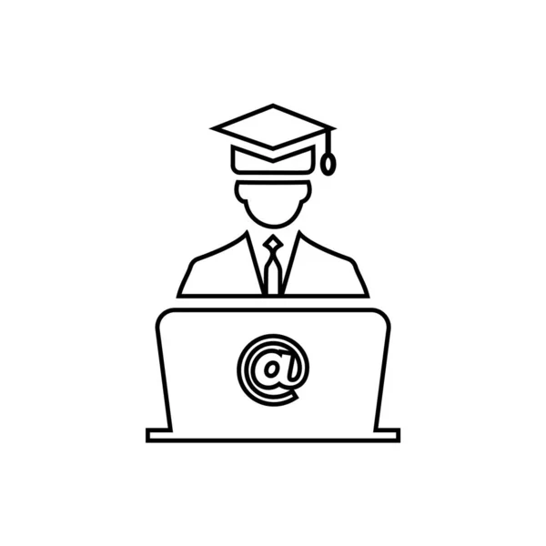 Online education - Graduation men with laptop icon — Stock Vector