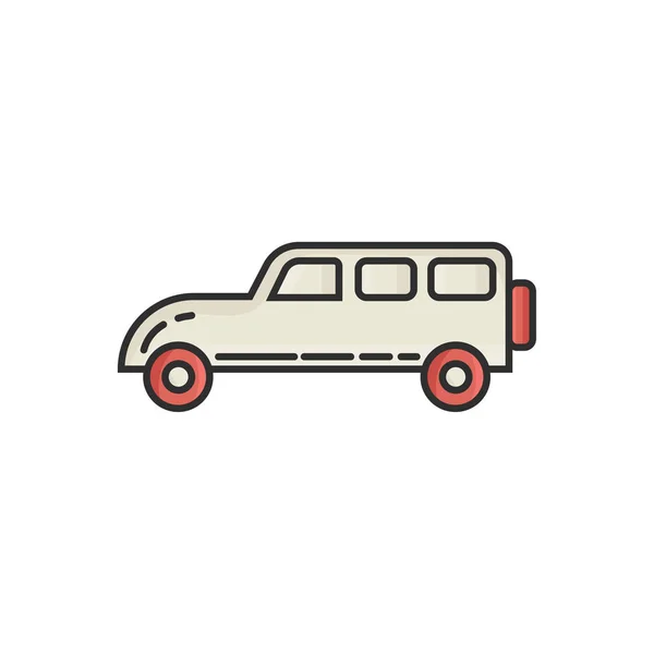 Coche Línea Color Plano Icono Vector — Archivo Imágenes Vectoriales