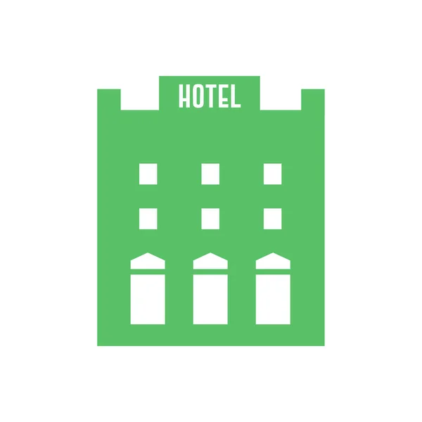Icono plano del hotel - Edificio vector — Archivo Imágenes Vectoriales