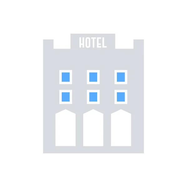 Icono Plano Del Hotel Edificio Vector — Archivo Imágenes Vectoriales