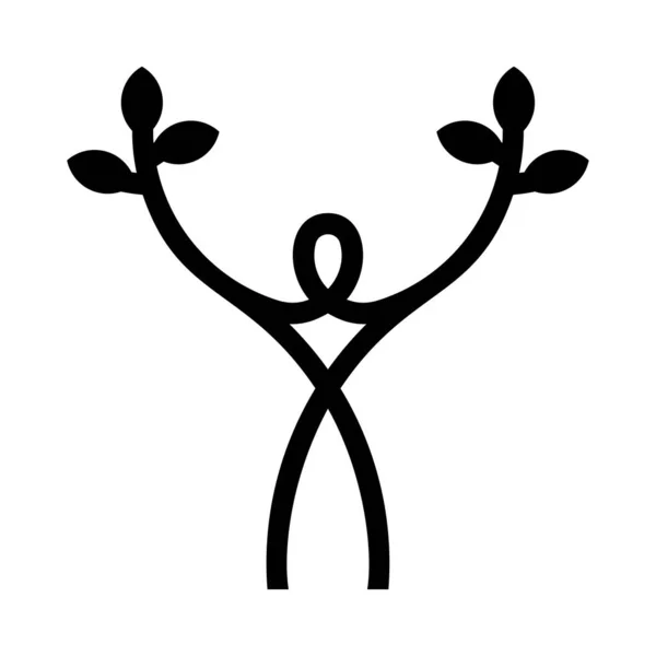 Uomo Albero Logo Nero — Vettoriale Stock