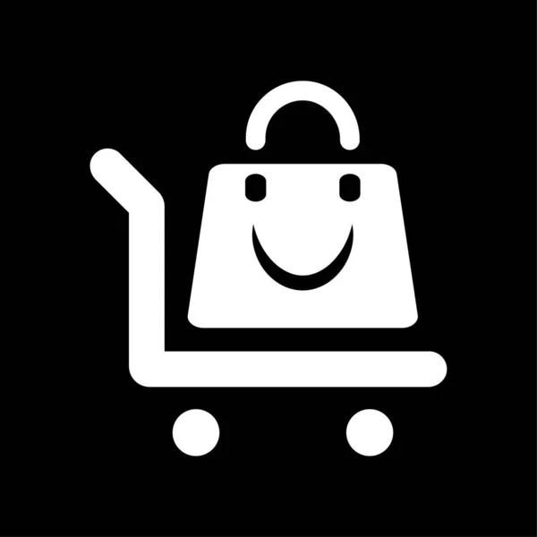 Carrito Compras Con Icono Bolsa Blanco — Vector de stock