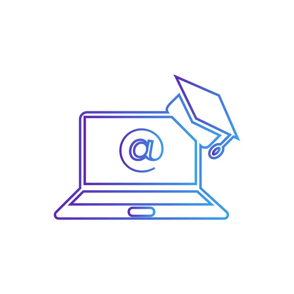 Online-Bildung - Abschlusszeugnis mit Laptop-Symbol — Stockvektor