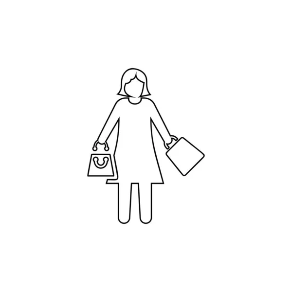 Girl shopper icon - vector — Stock Vector