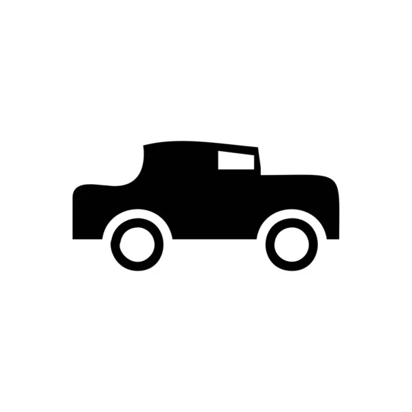 Modelo Antigo Ícone Carro Vetor Preto — Vetor de Stock