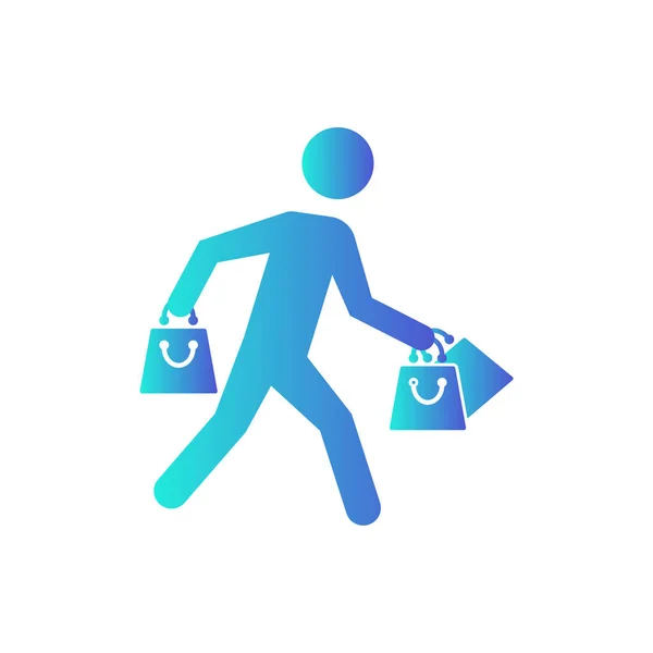 Person Mit Einkaufstaschen Icon Vektor — Stockvektor
