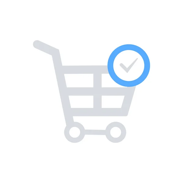Einkaufsdiagramm Trendigen Flachen Stil Einkaufsdiagramm Vektorsymbol Häkchen Einkaufswagen Symbol — Stockvektor