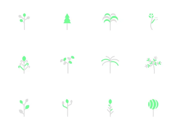Jeu d'icônes d'arbres - Vecteur - Jeu de signes végétaux — Image vectorielle