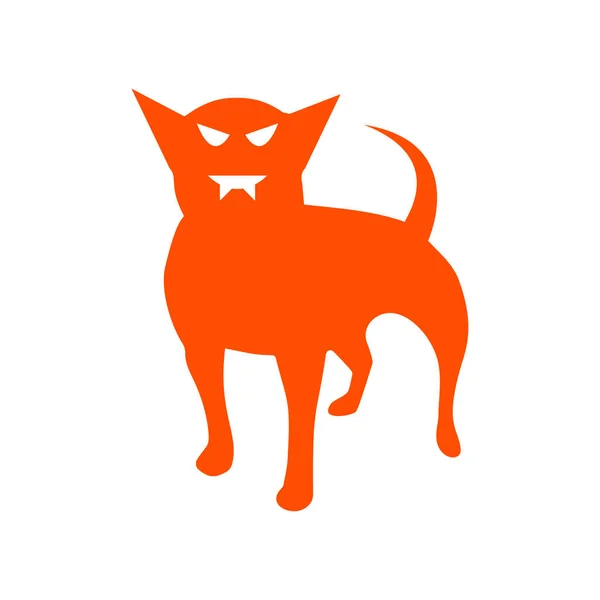 Orange Dog Scary Halloween Icoon Vector Illustratie — Stockvector