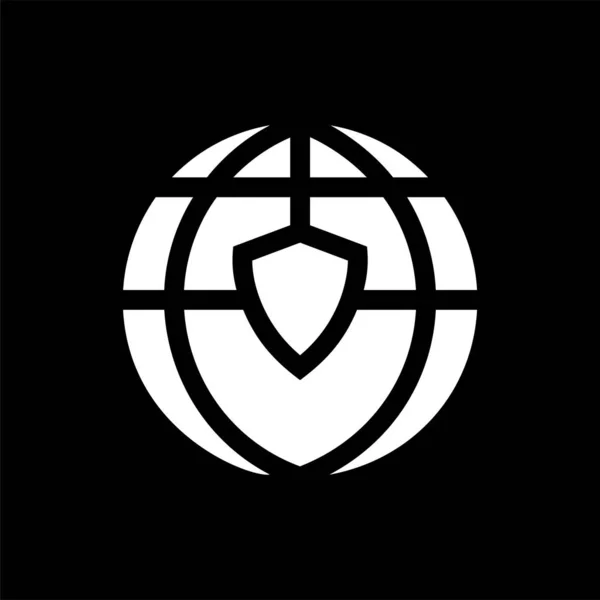 Ícone Segurança Global Signo Mundial Proteção — Vetor de Stock