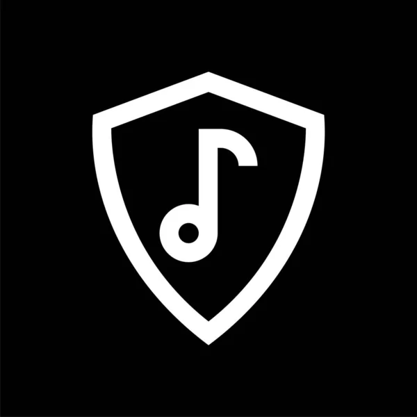 Musik Sicherheitssymbol Schutz Musikzeichen Soundschloss — Stockvektor