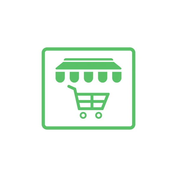 Tienda con icono de carrito de compras - vector — Vector de stock