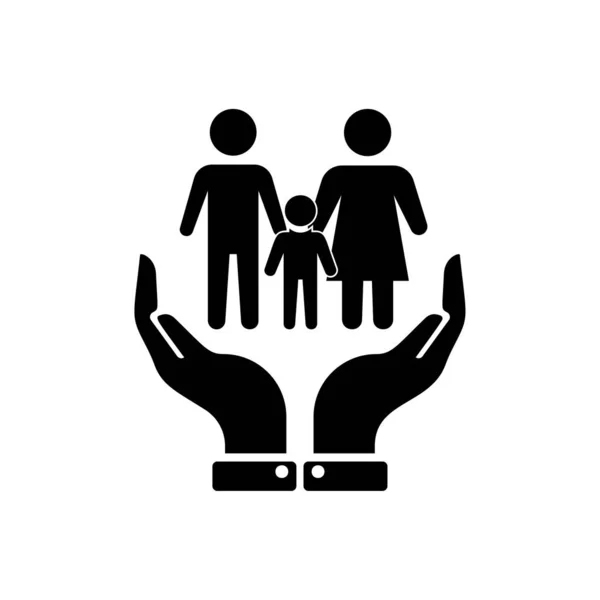 Οικογενειακή Ασφάλιση Ζωής Σύμβολο Εικονίδιο Χέρια Προστασία Ανθρώπου Διάνυσμα Μαύρο — Διανυσματικό Αρχείο