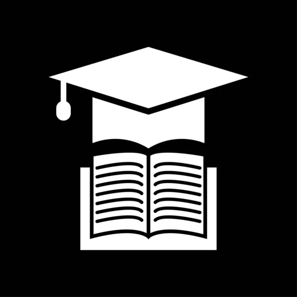 Livro Com Tampa Graduação Vetorial Ícone Educação Ilustração Chapéu Universitário —  Vetores de Stock
