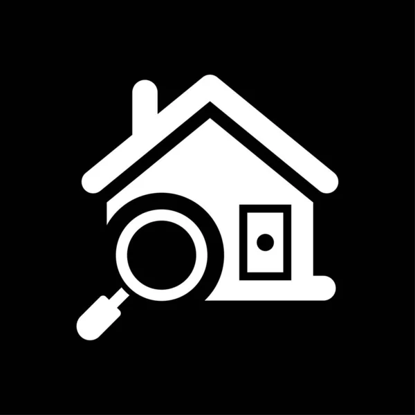 Real Estate Home Zoek Pictogram Wit — Stockvector