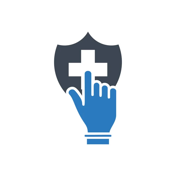 Touch Medical Sign Icon Vector Blue — Stock Vector