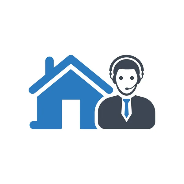 Real Estate Online Support Icon Blue — Stock Vector