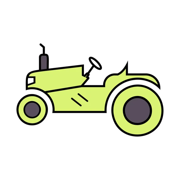 Traktör Ince Çizgi Renkli Simge — Stok Vektör